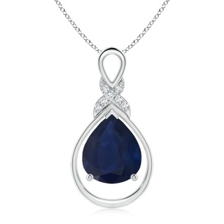 12x10mm A Sapphire Infinity Pendant with Diamond 'X' Motif in S999 Silver