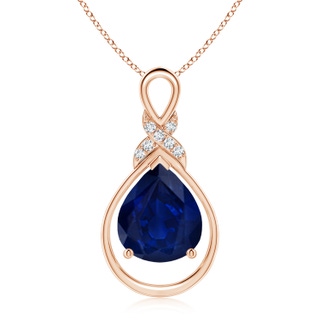 12x10mm AA Sapphire Infinity Pendant with Diamond 'X' Motif in Rose Gold