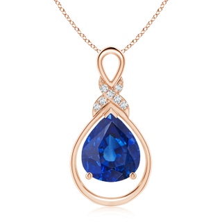 12x10mm AAA Sapphire Infinity Pendant with Diamond 'X' Motif in Rose Gold