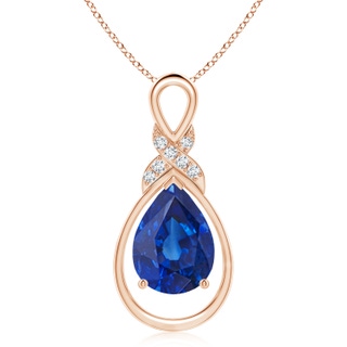 14x10mm AAA Sapphire Infinity Pendant with Diamond 'X' Motif in Rose Gold