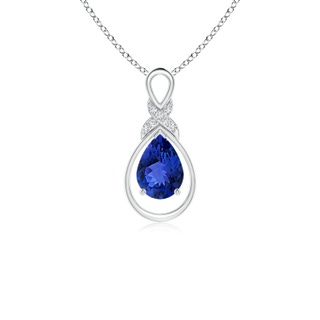 7x5mm AAA Tanzanite Infinity Pendant with Diamond 'X' Motif in White Gold