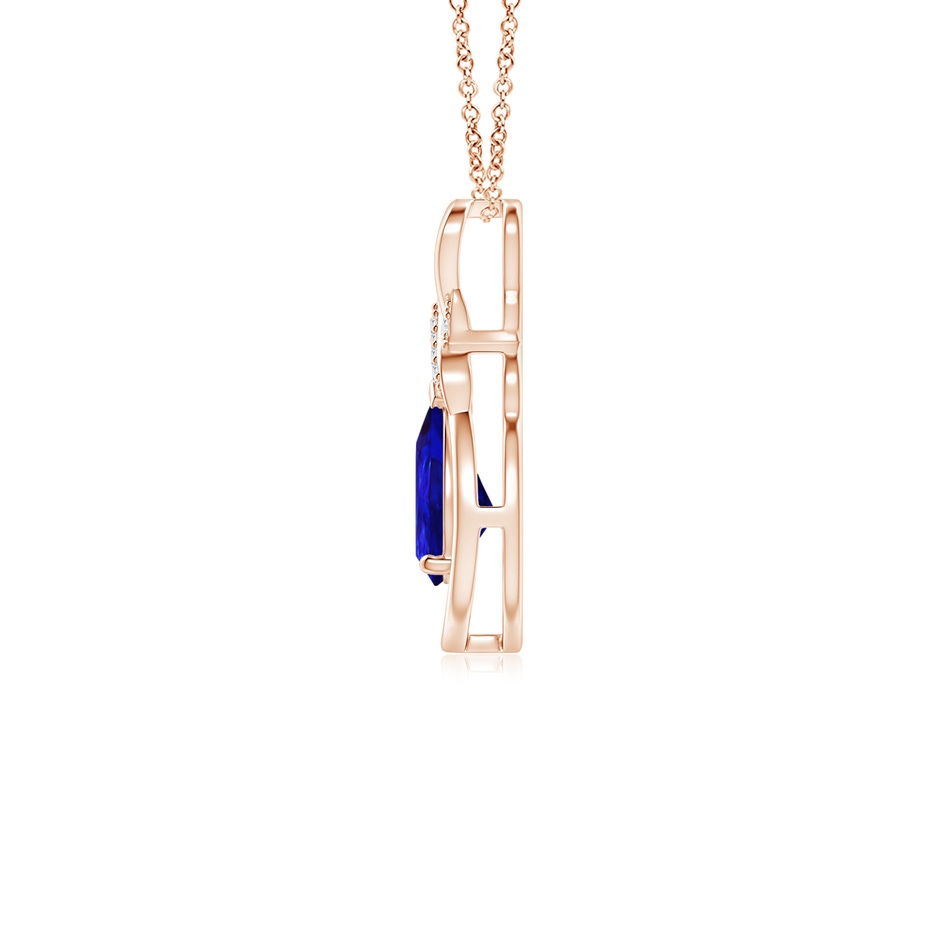 7x5mm AAAA Tanzanite Infinity Pendant with Diamond 'X' Motif in Rose Gold side 199