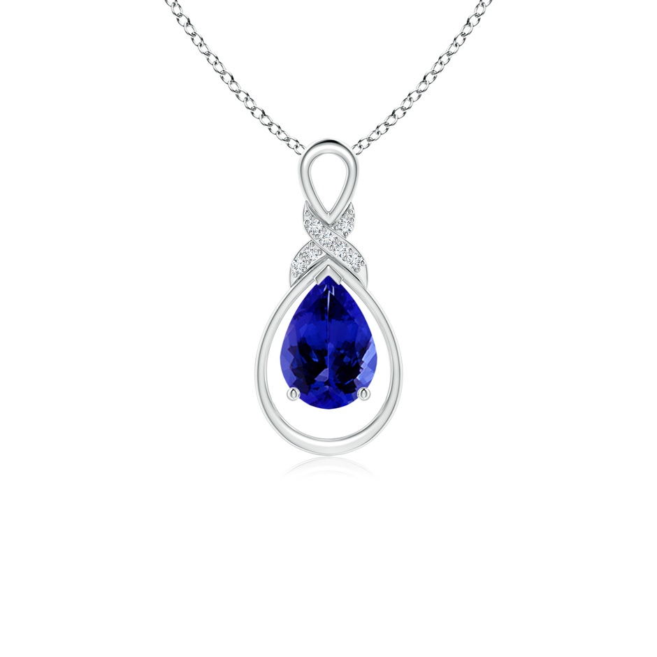 7x5mm AAAA Tanzanite Infinity Pendant with Diamond 'X' Motif in S999 Silver 