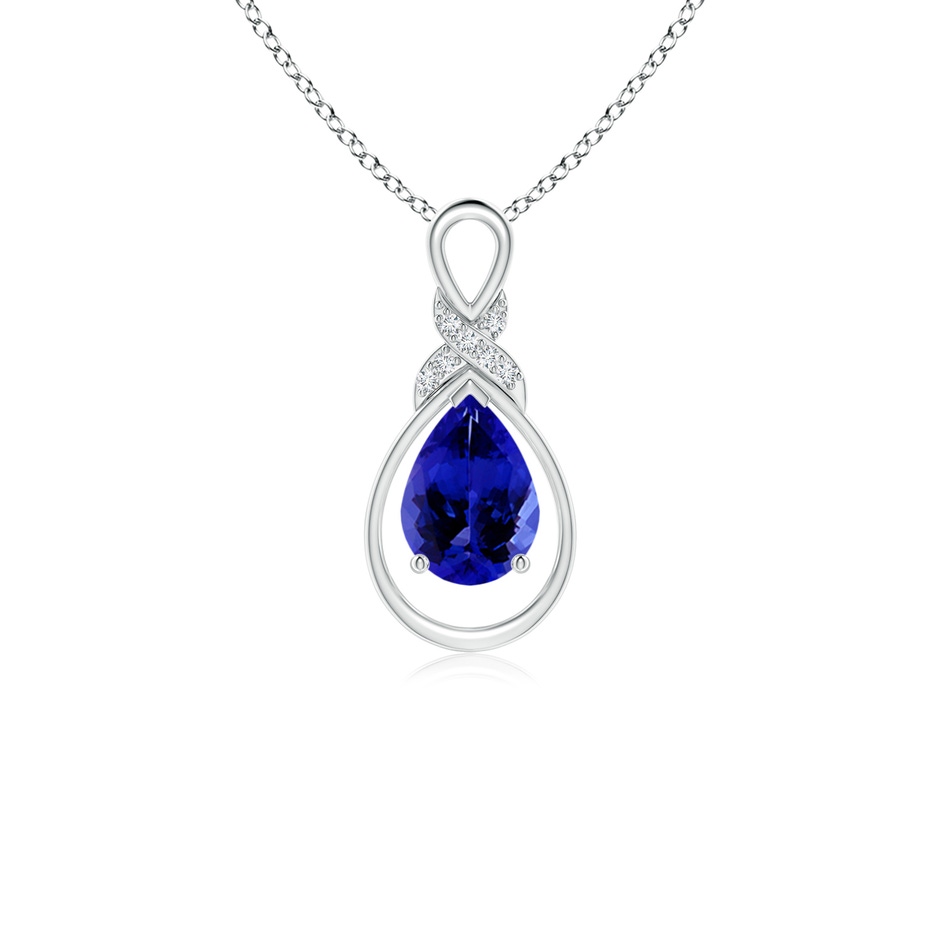 7x5mm AAAA Tanzanite Infinity Pendant with Diamond 'X' Motif in White Gold 