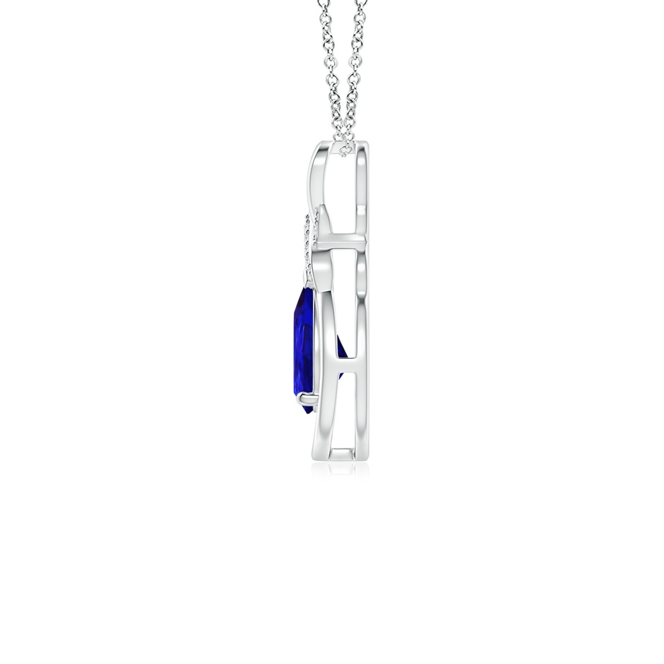 7x5mm AAAA Tanzanite Infinity Pendant with Diamond 'X' Motif in White Gold side 1