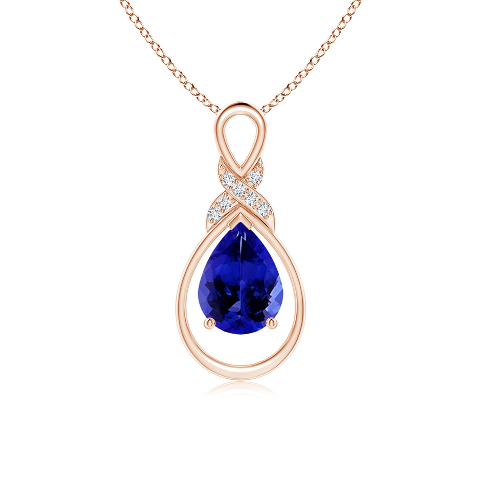 8x6mm AAAA Tanzanite Infinity Pendant with Diamond 'X' Motif in Rose Gold 