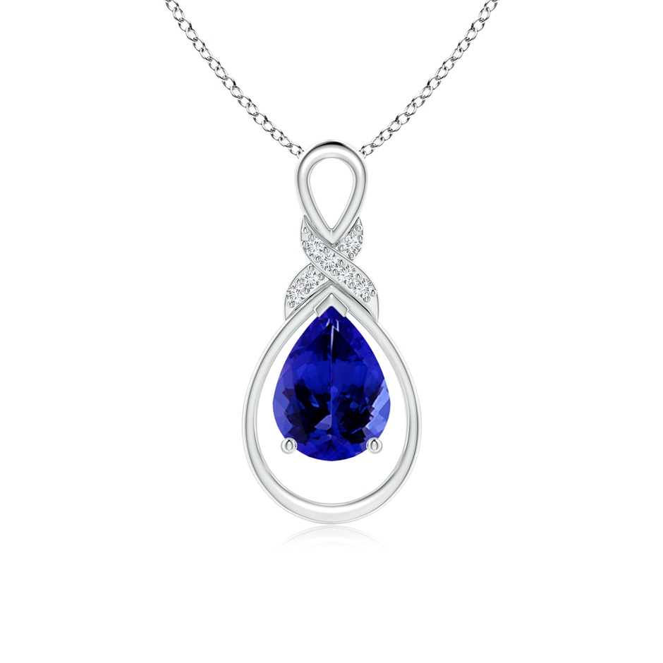 8x6mm AAAA Tanzanite Infinity Pendant with Diamond 'X' Motif in White Gold 