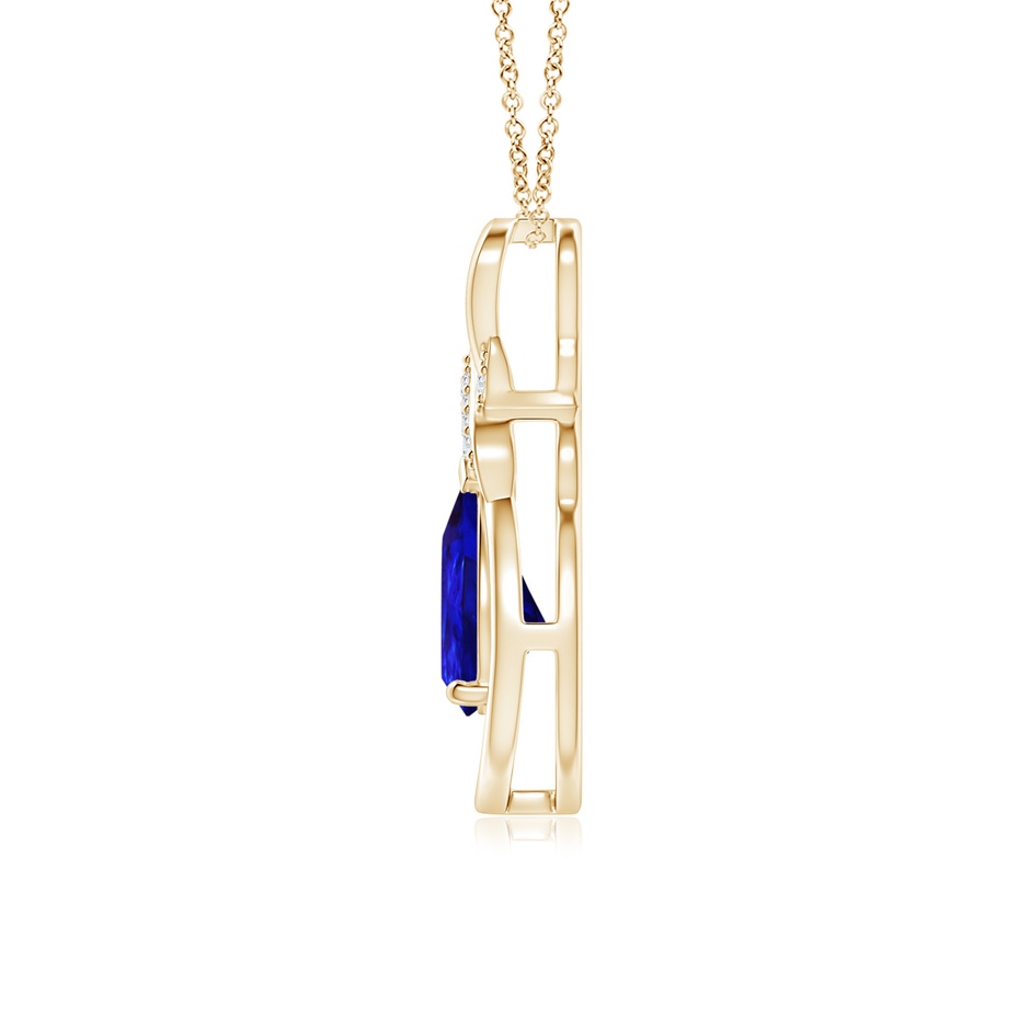 8x6mm AAAA Tanzanite Infinity Pendant with Diamond 'X' Motif in Yellow Gold side 199