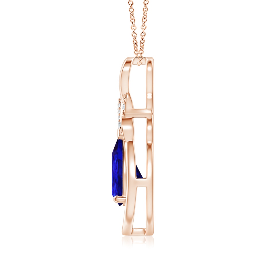 9x7mm AAAA Tanzanite Infinity Pendant with Diamond 'X' Motif in Rose Gold side 199