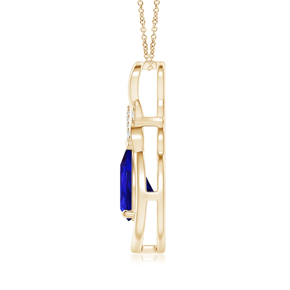9x7mm AAAA Tanzanite Infinity Pendant with Diamond 'X' Motif in Yellow Gold side 199