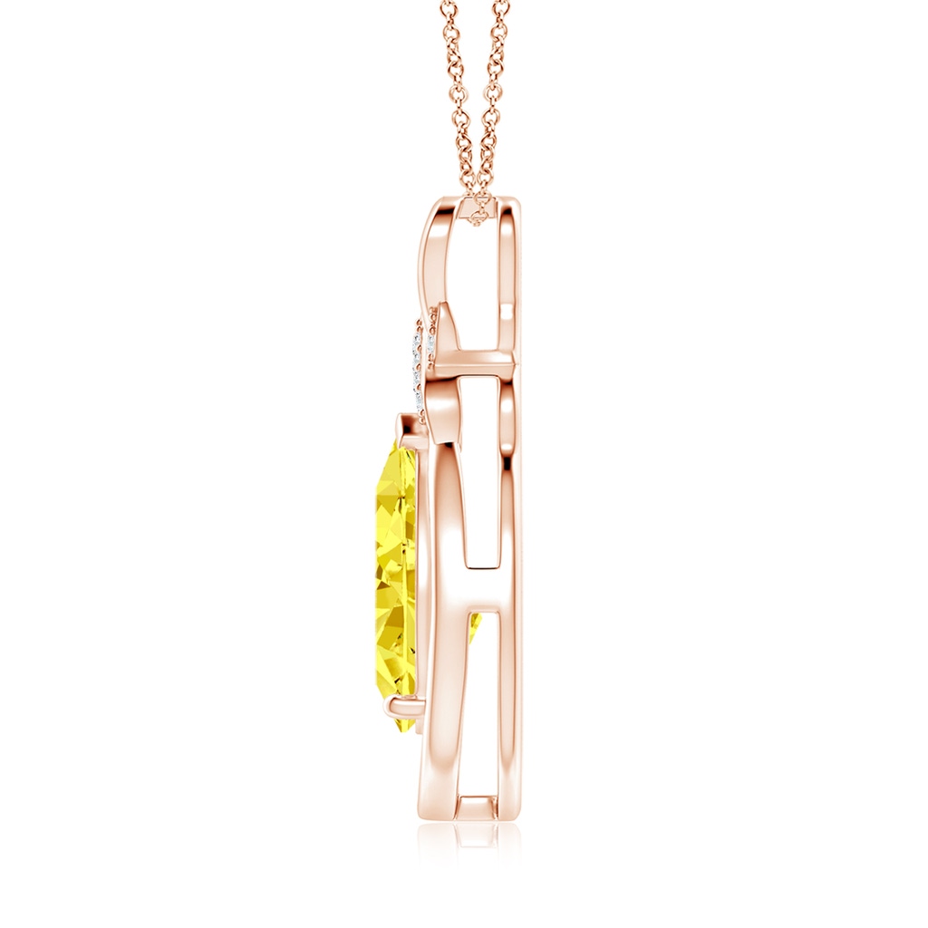 12x8mm AAAA Fancy Intense Yellow Diamond Infinity Pendant with 'X' Motif in Rose Gold - side 199