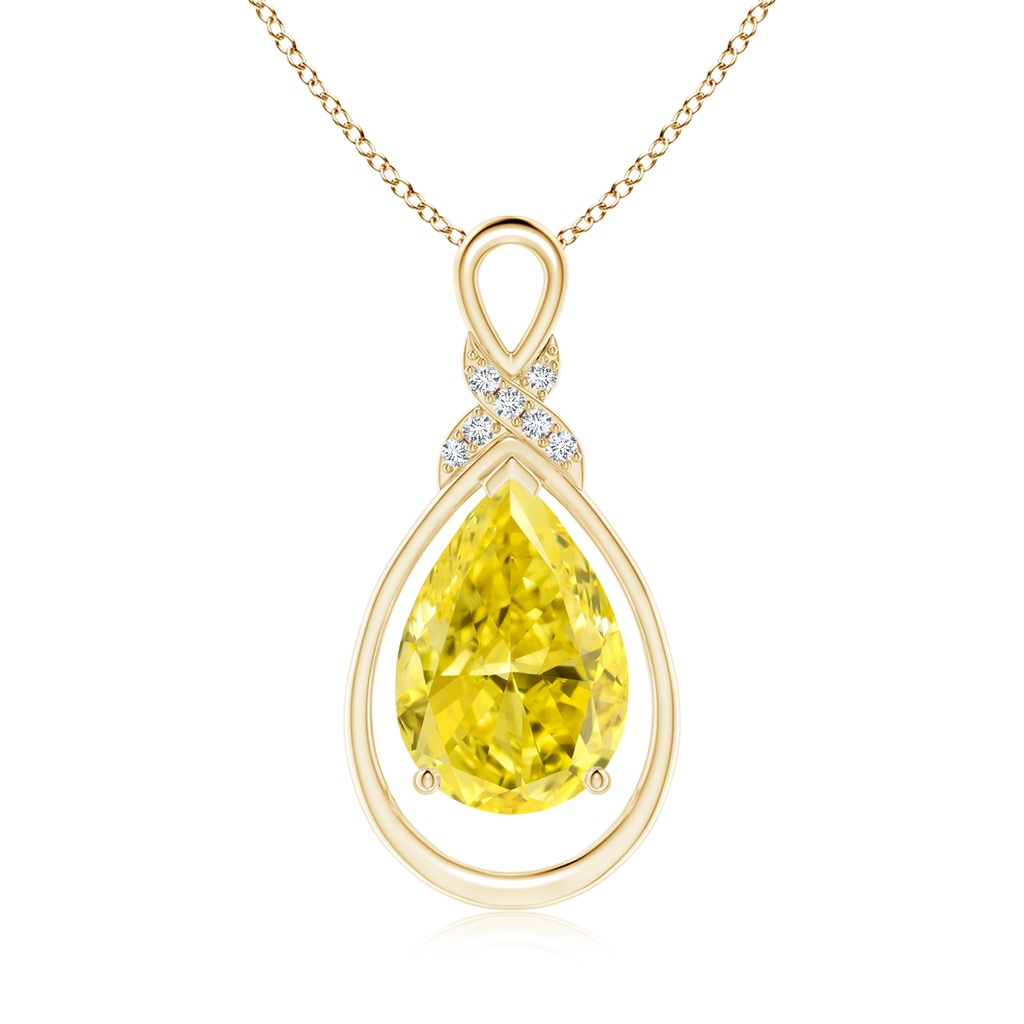 12x8mm AAAA Fancy Intense Yellow Diamond Infinity Pendant with 'X' Motif in Yellow Gold