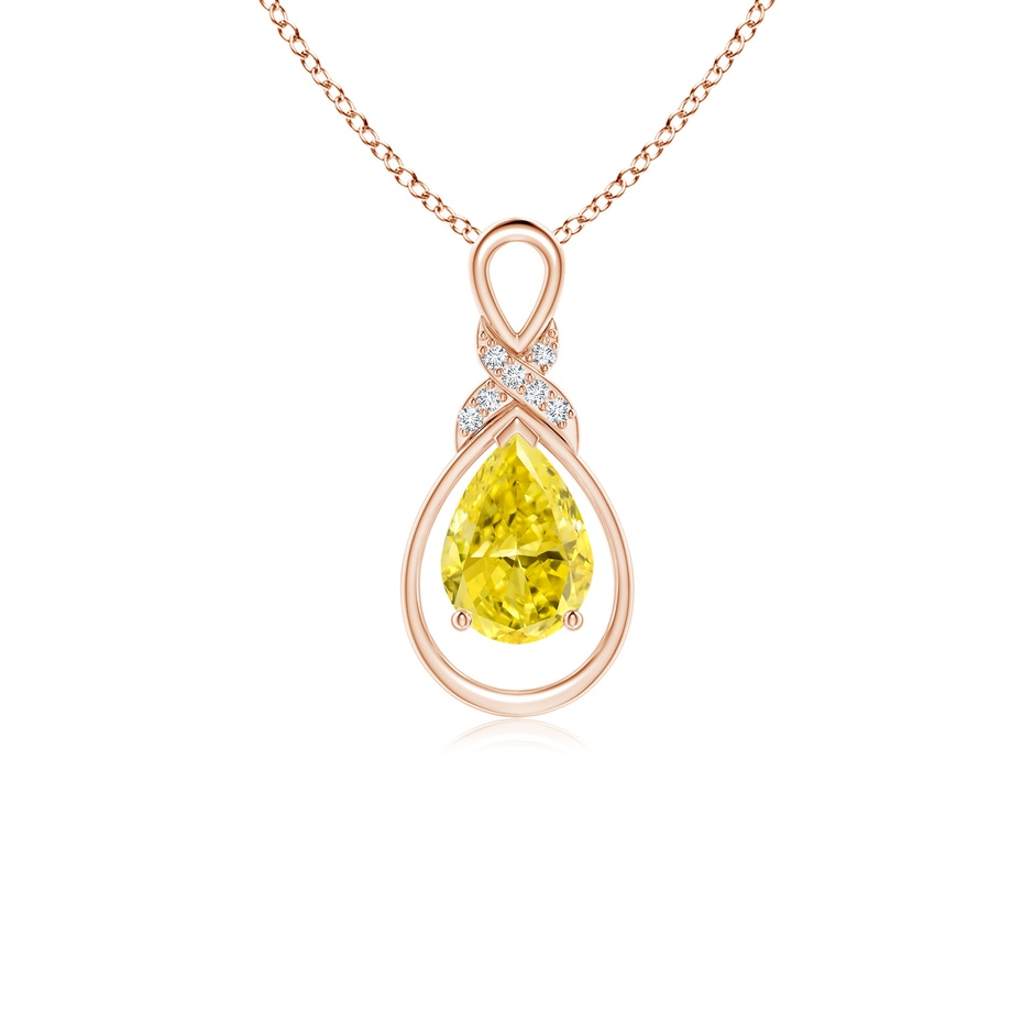 7x5mm AAAA Fancy Intense Yellow Diamond Infinity Pendant with 'X' Motif in Rose Gold 