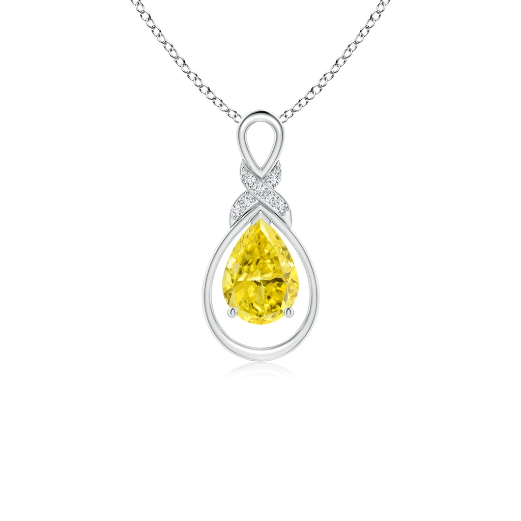 7x5mm AAAA Fancy Intense Yellow Diamond Infinity Pendant with 'X' Motif in White Gold