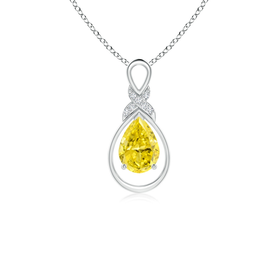 7x5mm AAAA Fancy Intense Yellow Diamond Infinity Pendant with 'X' Motif in White Gold 