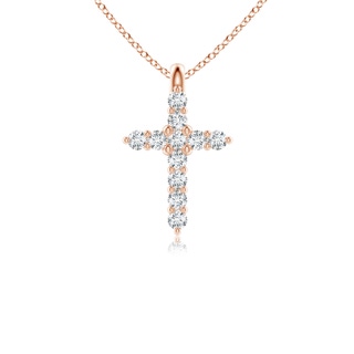 1.2mm GVS2 Prong-Set Diamond Mini Cross Pendant in 9K Rose Gold