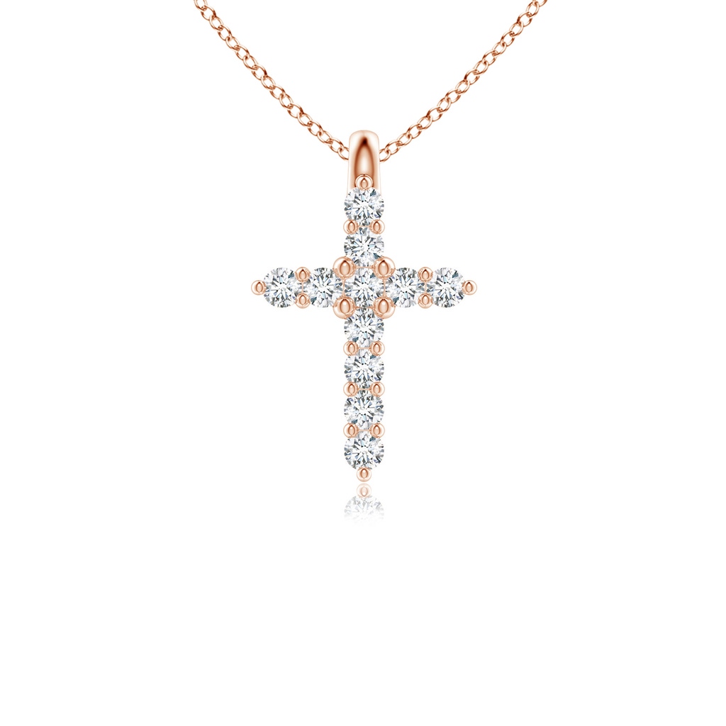 1.2mm GVS2 Prong-Set Diamond Mini Cross Pendant in Rose Gold