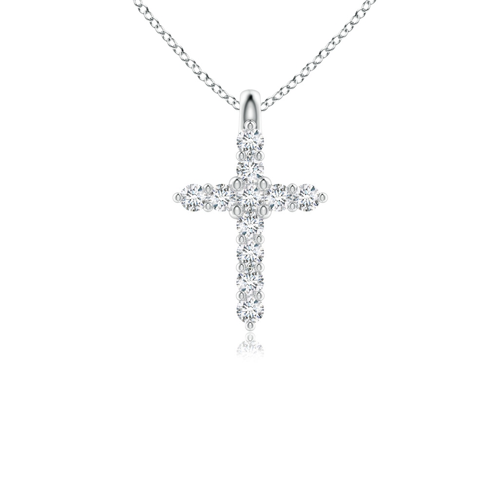 1.2mm GVS2 Prong-Set Diamond Mini Cross Pendant in White Gold