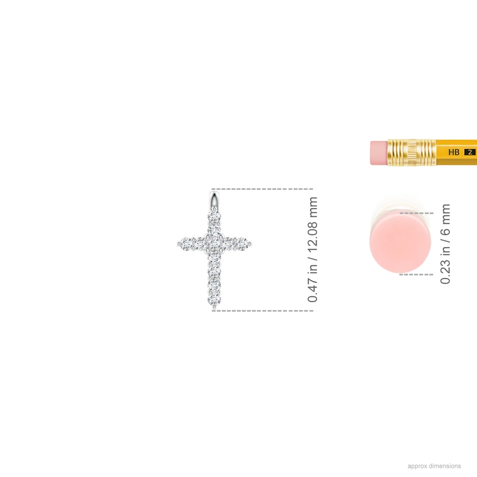 1.2mm GVS2 Prong-Set Diamond Mini Cross Pendant in White Gold ruler