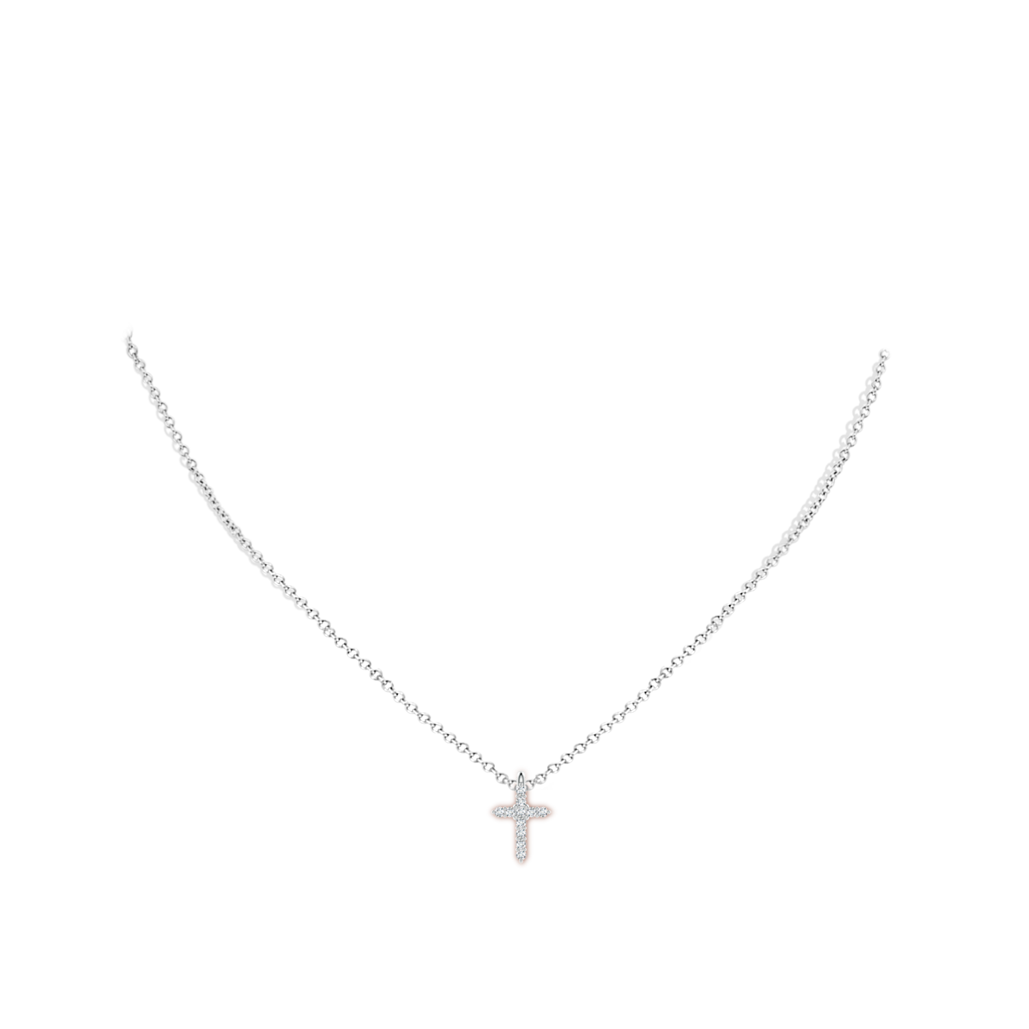 1.2mm GVS2 Prong-Set Diamond Mini Cross Pendant in White Gold - body_neck