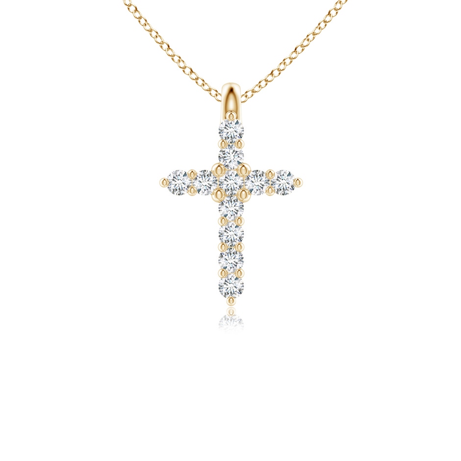 1.2mm GVS2 Prong-Set Diamond Mini Cross Pendant in Yellow Gold 