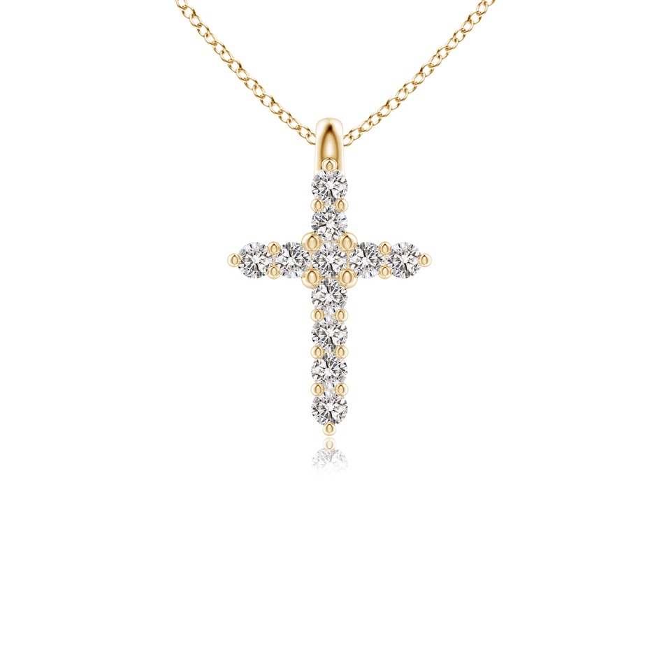 1.2mm IJI1I2 Prong-Set Diamond Mini Cross Pendant in Yellow Gold 