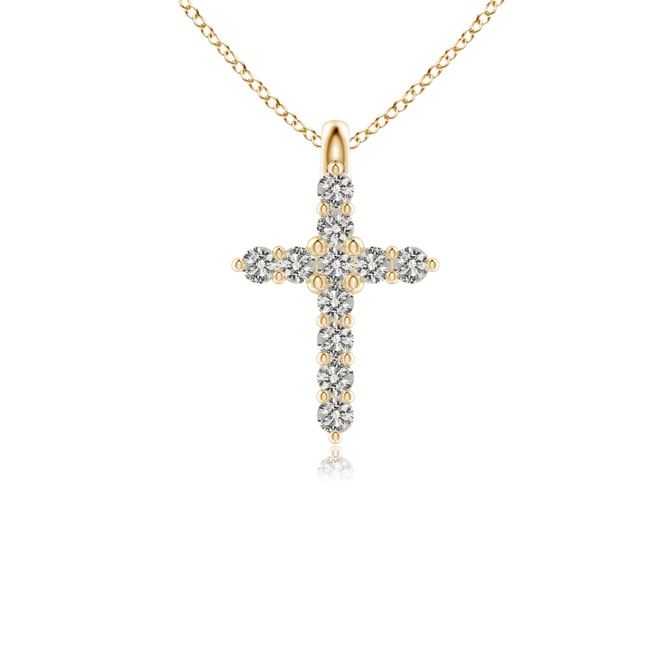 1.2mm KI3 Prong-Set Diamond Mini Cross Pendant in Yellow Gold 