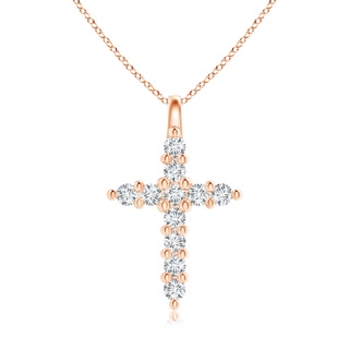 1.6mm GVS2 Prong-Set Diamond Mini Cross Pendant in 9K Rose Gold