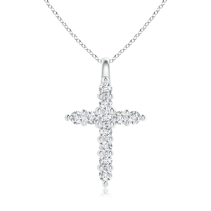 1.6mm GVS2 Prong-Set Diamond Mini Cross Pendant in P950 Platinum 