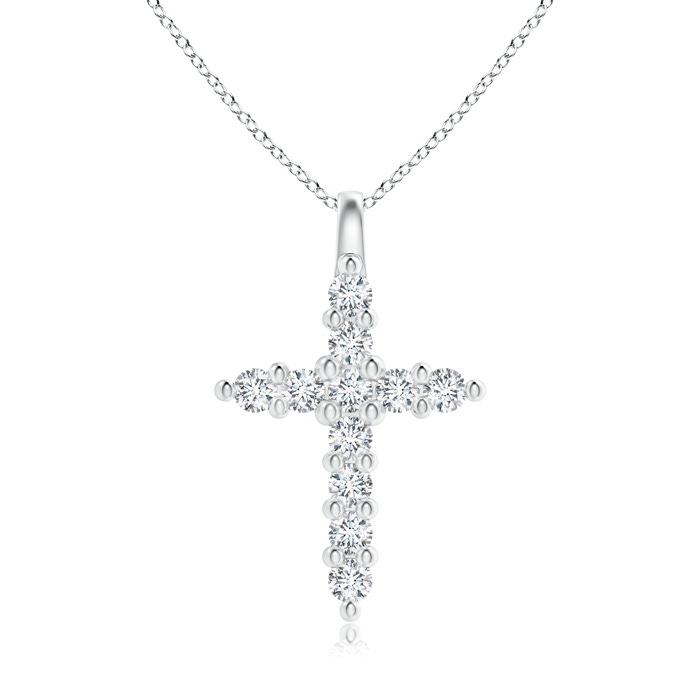 1.6mm GVS2 Prong-Set Diamond Mini Cross Pendant in White Gold 