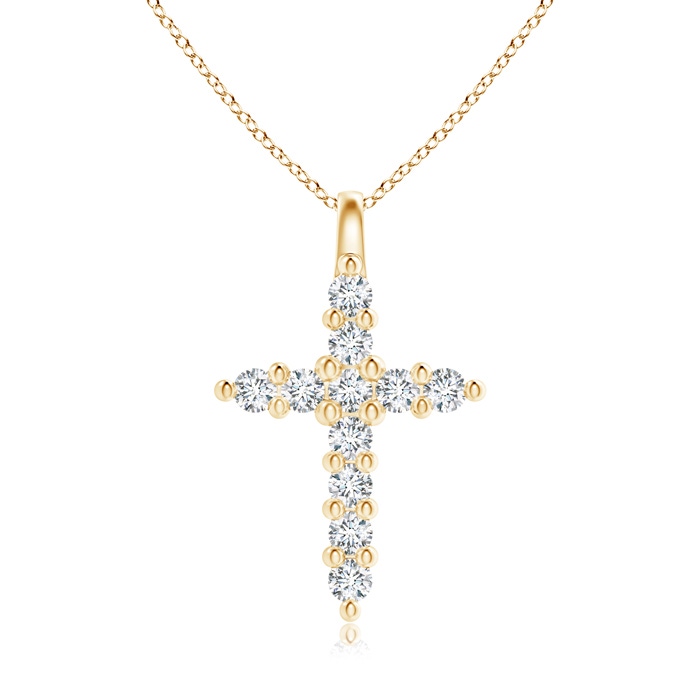 1.6mm GVS2 Prong-Set Diamond Mini Cross Pendant in Yellow Gold 