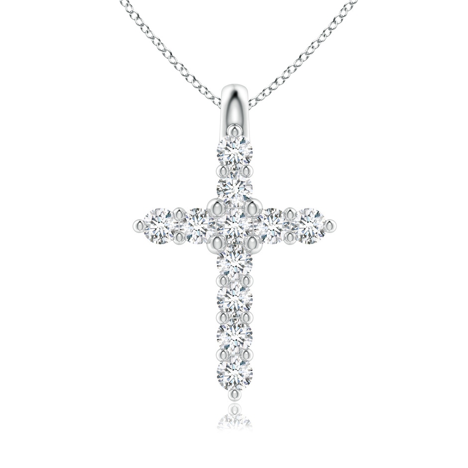 1.75mm GVS2 Prong-Set Diamond Mini Cross Pendant in White Gold 