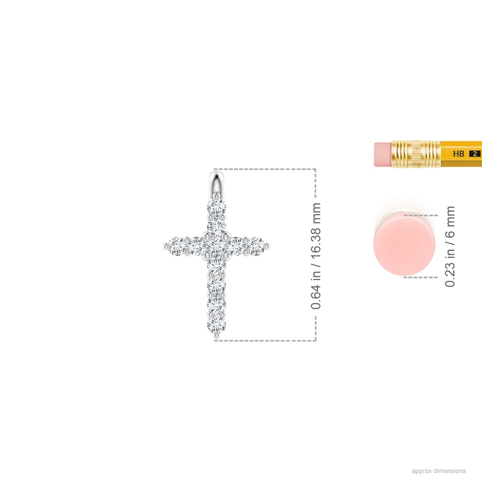 1.75mm GVS2 Prong-Set Diamond Mini Cross Pendant in White Gold ruler