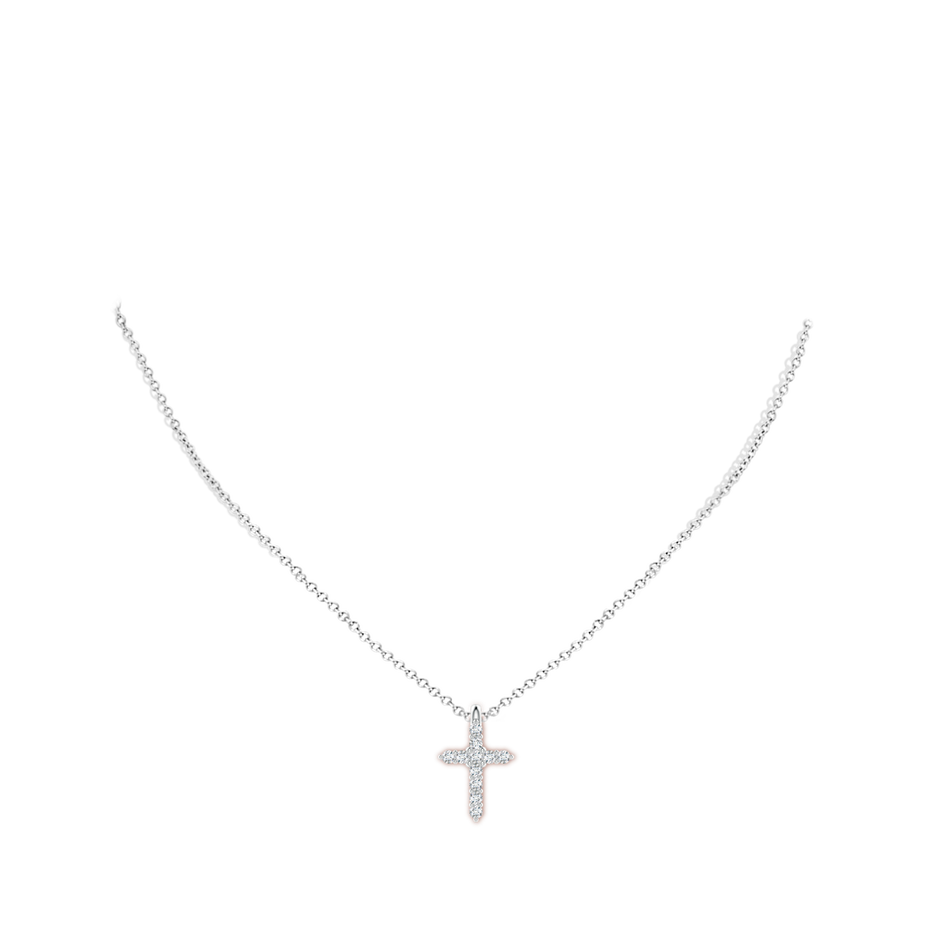 1.75mm GVS2 Prong-Set Diamond Mini Cross Pendant in White Gold body-neck