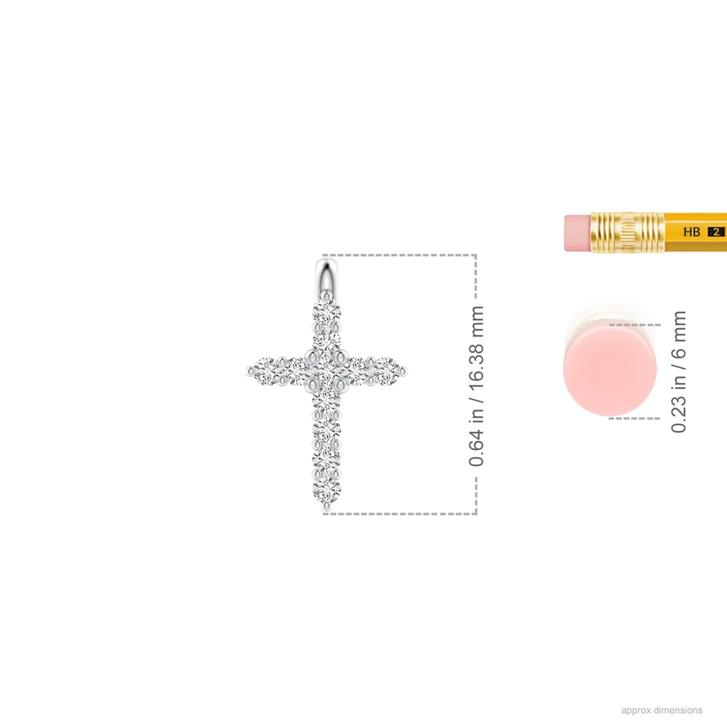 1.75mm HSI2 Prong-Set Diamond Mini Cross Pendant in White Gold Ruler