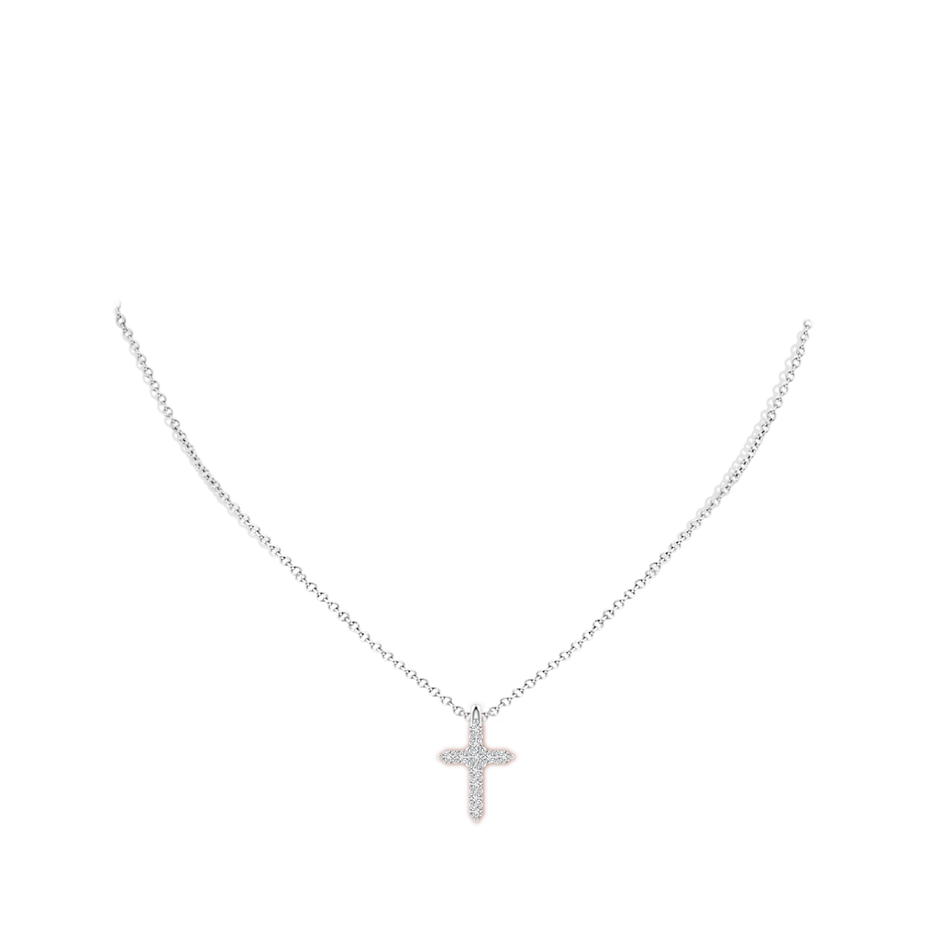 1.75mm HSI2 Prong-Set Diamond Mini Cross Pendant in White Gold body-neck