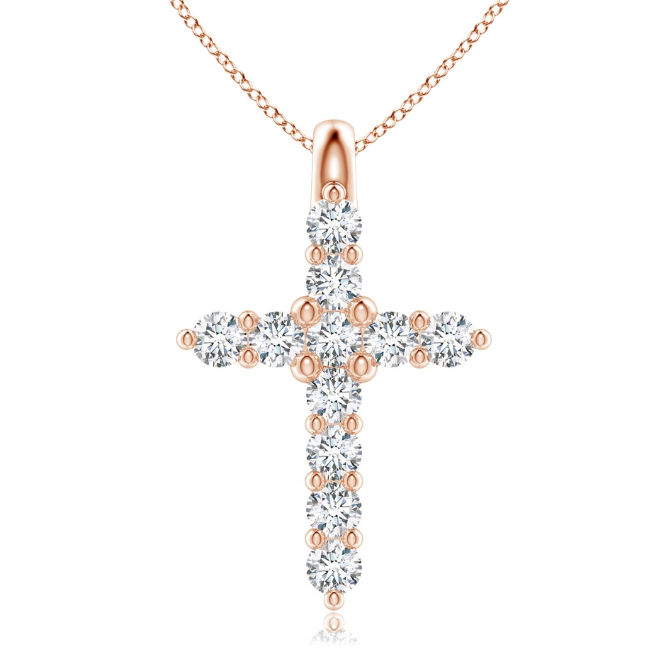 1.9mm GVS2 Prong-Set Diamond Mini Cross Pendant in Rose Gold 