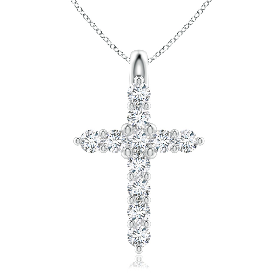 1.9mm GVS2 Prong-Set Diamond Mini Cross Pendant in White Gold 