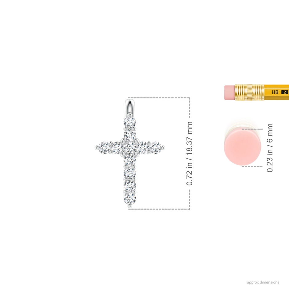 1.9mm GVS2 Prong-Set Diamond Mini Cross Pendant in White Gold ruler