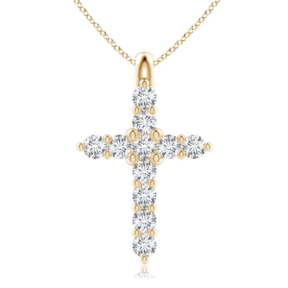 1.9mm GVS2 Prong-Set Diamond Mini Cross Pendant in Yellow Gold 