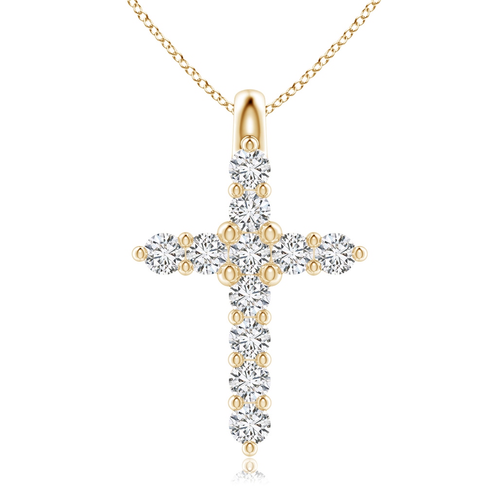 1.9mm HSI2 Prong-Set Diamond Mini Cross Pendant in 10K Yellow Gold