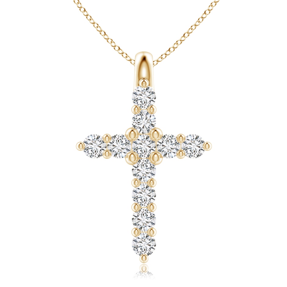 1.9mm HSI2 Prong-Set Diamond Mini Cross Pendant in 10K Yellow Gold 