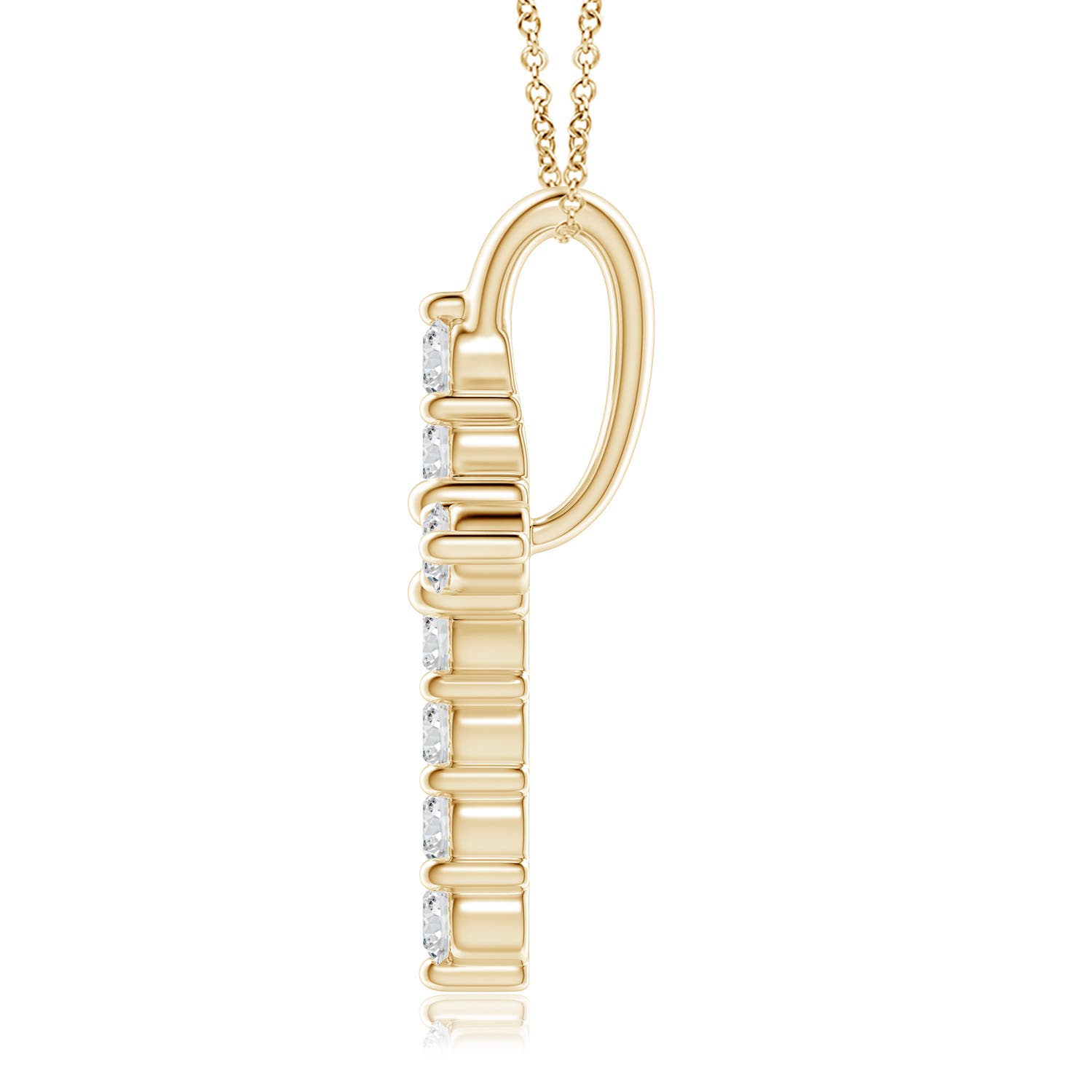 1.9mm HSI2 Prong-Set Diamond Mini Cross Pendant in Yellow Gold - side 2