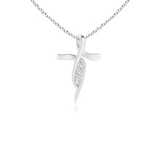 1.8mm GVS2 Three Stone Diamond Bypass Ribbon Cross Pendant in P950 Platinum