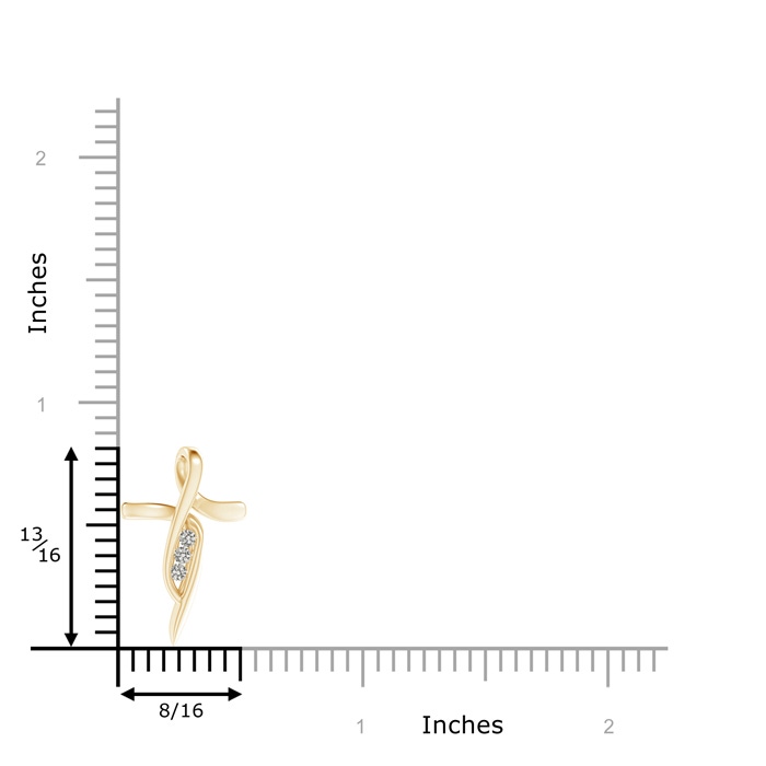 1.8mm KI3 Three Stone Diamond Bypass Ribbon Cross Pendant in Yellow Gold product image