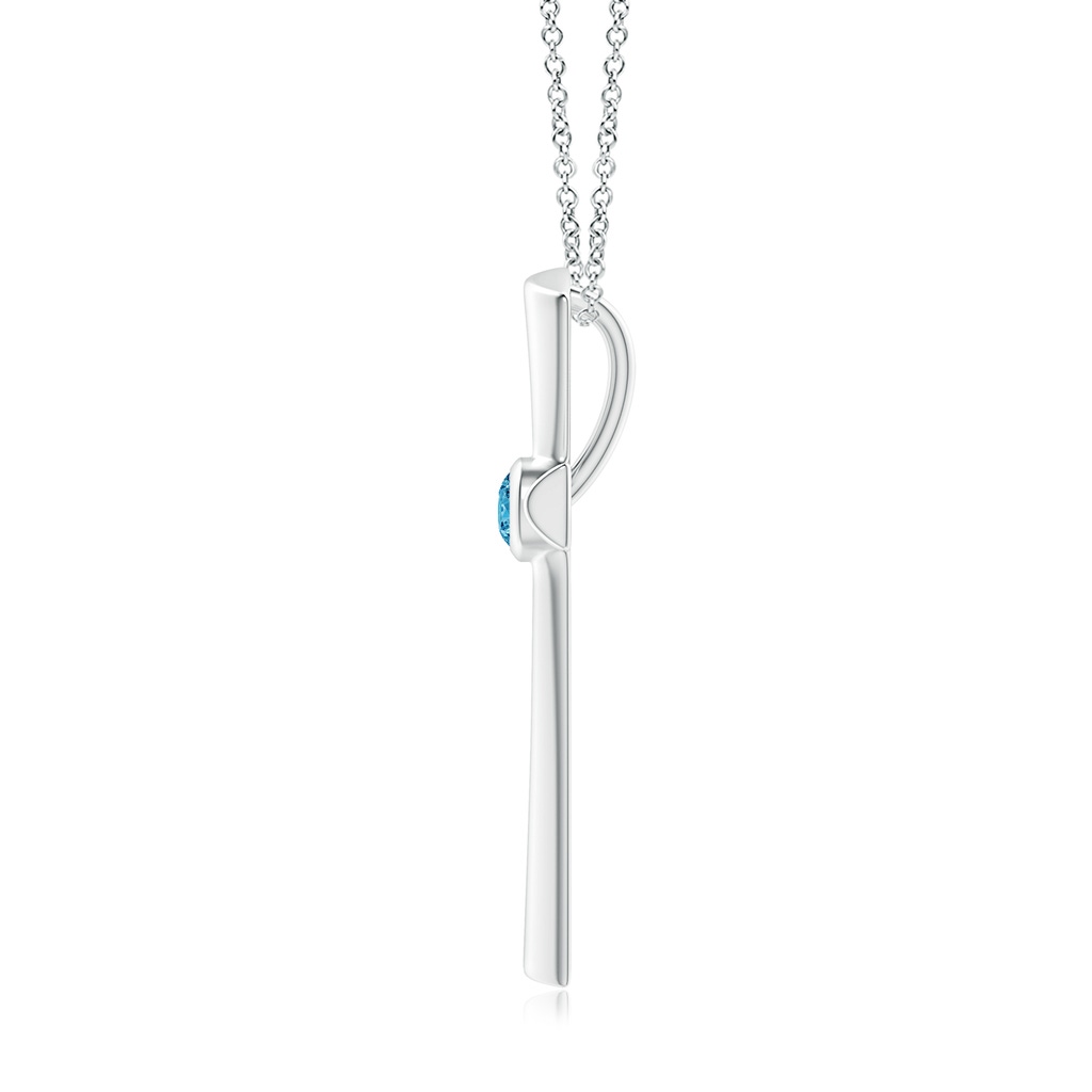 3.8mm AAAA Solitaire Fancy Intense Blue Diamond Cross Pendant in P950 Platinum - side 199