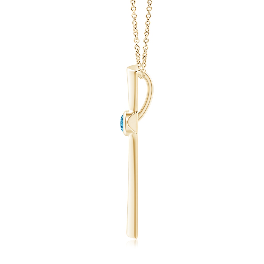 3.8mm AAAA Solitaire Fancy Intense Blue Diamond Cross Pendant in Yellow Gold - side 199