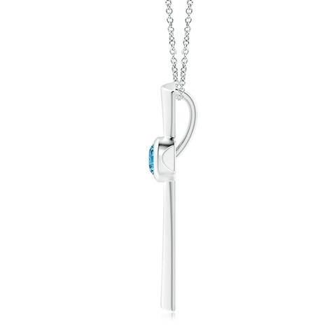 5.1mm AAAA Solitaire Fancy Intense Blue Diamond Cross Pendant in White Gold - side 3