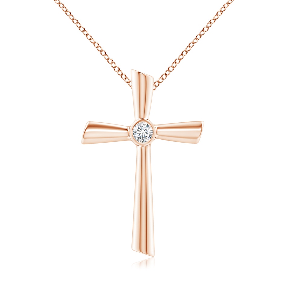 3.8mm GVS2 Solitaire Diamond Cross Pendant in 18K Rose Gold 