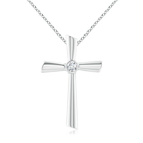 3.8mm GVS2 Solitaire Diamond Cross Pendant in 18K White Gold